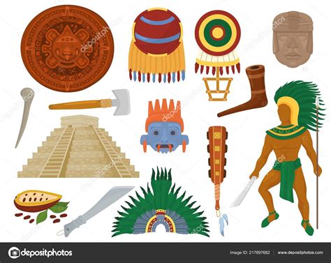 Antigua Cultura Mexicana Vectorial Azteca En México Y Carácter Maya De
