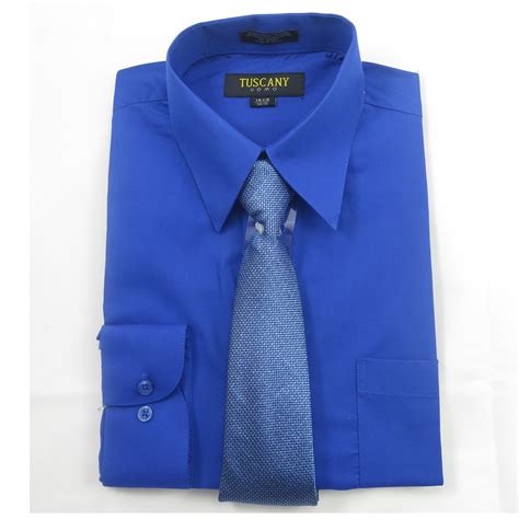 Tuscany Mens Royal Blue Regular Fit Long Sleeve Dress Shirt With