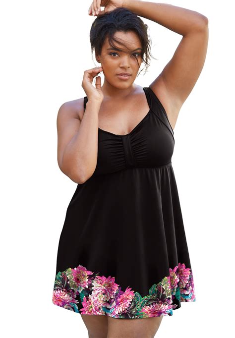 Swimsuitsforall Swimsuits For All Womens Plus Size Retro Swim Dress