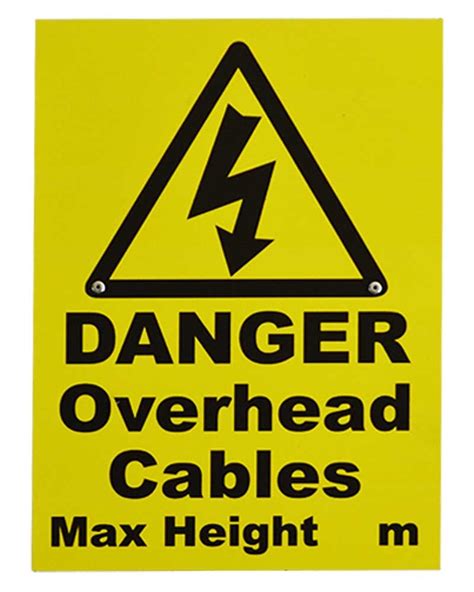 Danger Overhead Cable Sign With Fixings For Goalpost From Aspli Safety