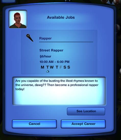 Mod The Sims Rapper Career Converted From Coko Career