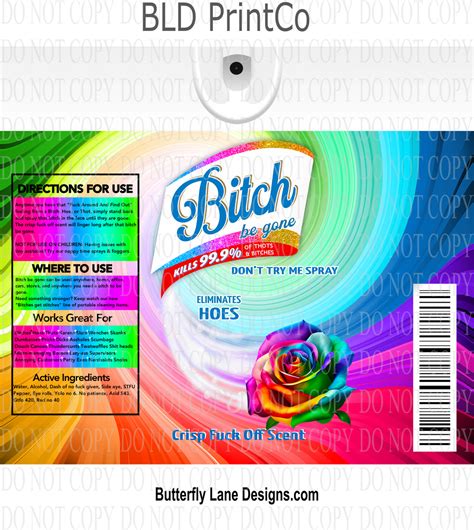 Bitch Be Gone Adult Themed Wrap Rainbow 2 Tumbler Wrap Butterfly