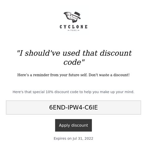 15 Off Cyclone Pods Coupon Codes → 4 Active August 2022