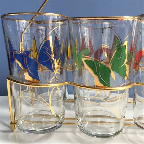 butterfly drinking glasses cocktail etsy drinking glasses vintage dishes stemless wine glass