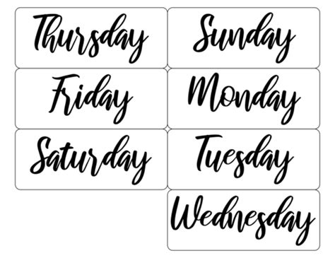 Days Of The Week Printable Labels