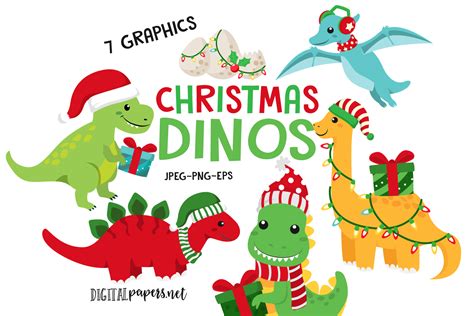 Christmas Dinosaurs Graphic By DIPA Graphics Creative Fabrica
