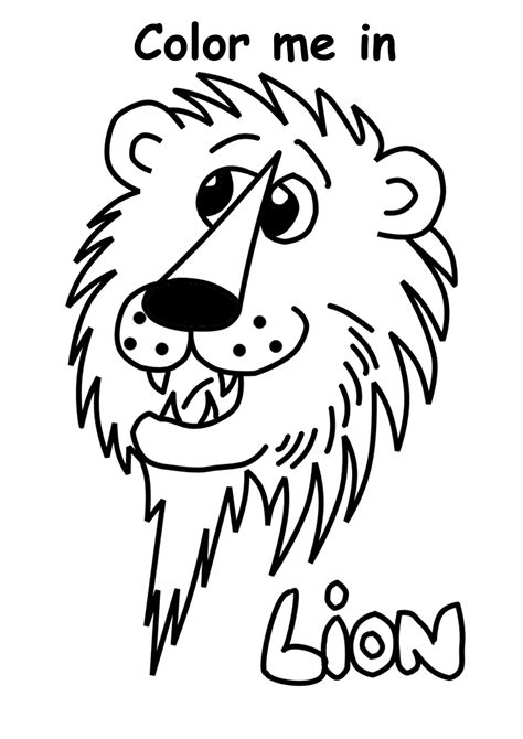 Childrens Free Color Me In Lion Print Out Coloring Book Art Lion