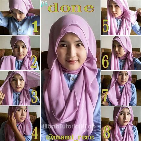 tutorial hijab pashmina  wajah bulat jilbab