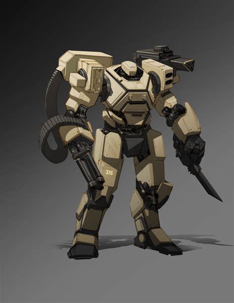 art of tom zhao robot concept art weapon concept art armor concept robot art sci fi armor