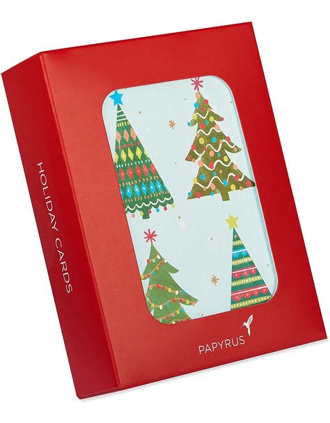 Papyrus Boxed Christmas Cards 20pk Grid Of Trees Digs N Ts