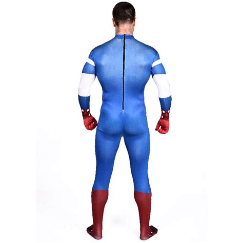 Blue Captain America Full Body Halloween Spandex Holiday Unisex Cosplay Skin Suits Second Skin