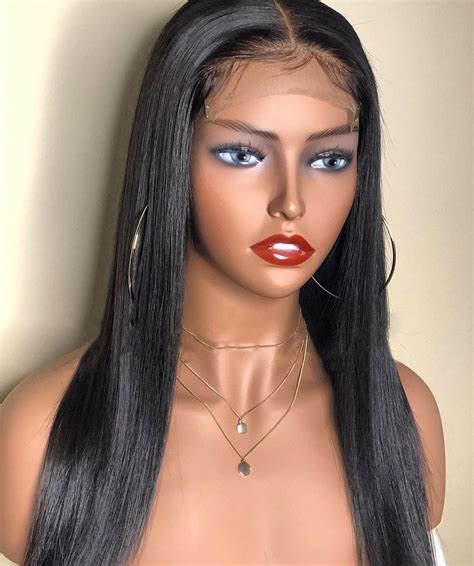 [47 off] orgshine long straight black color synthetic wigs middle part wig 24inch rosegal