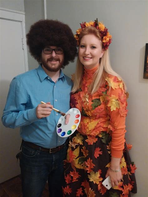 bob ross and a happy tree last night tree costume couples costumes halloween costumes