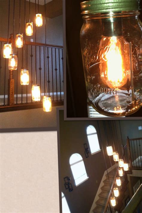 Home Made Light Fixture Mason Jar Chandelier With Edison Bulbs Negocios