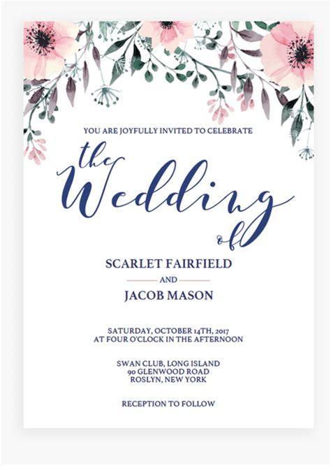 Watercolor Floral Wedding Invitations Template - Wedding Invitation