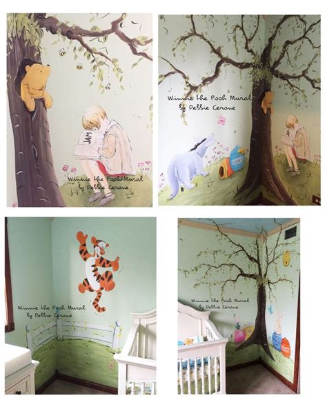 Winnie The Pooh Mural For Baby Girl Classic Winnie In Tree With