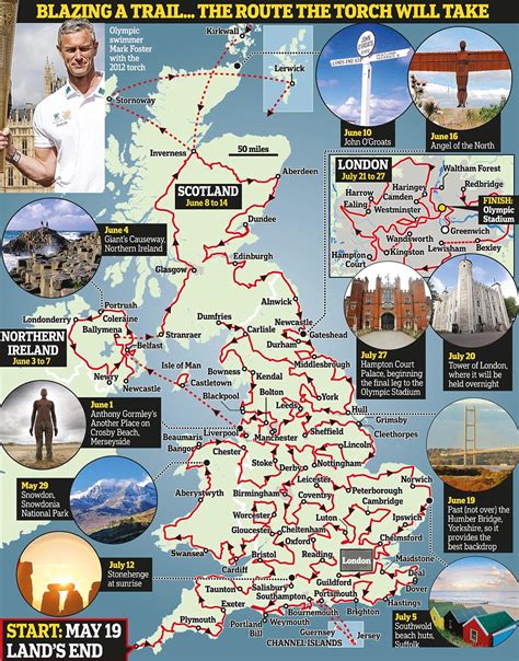 London 2012 Olympics Torch Route Revealed Daily Mail Online
