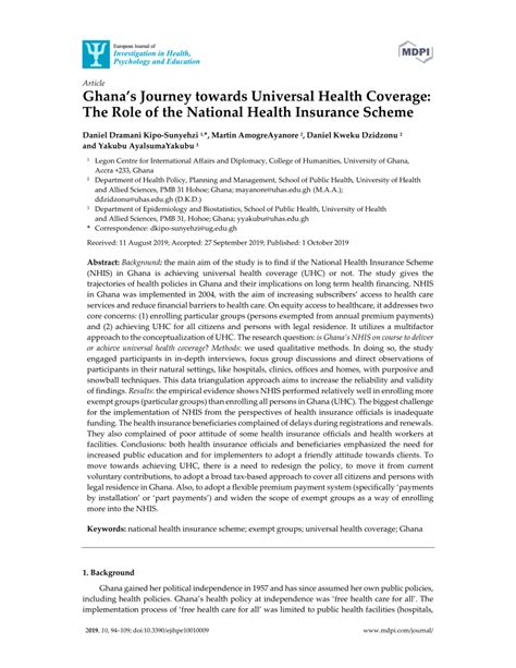 New chronic and new recurring conditions are covered at no additional cost. (PDF) Ghana's Journey towards Universal Health Coverage: The Role of the National Health ...