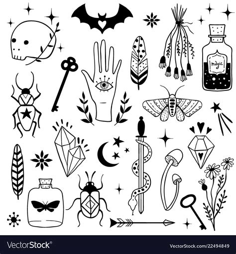 Witch Magic Design Elements Set Royalty Free Vector Image