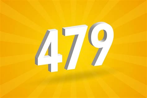 3d 479 Number Font Alphabet White 3d Number 479 With Yellow Background