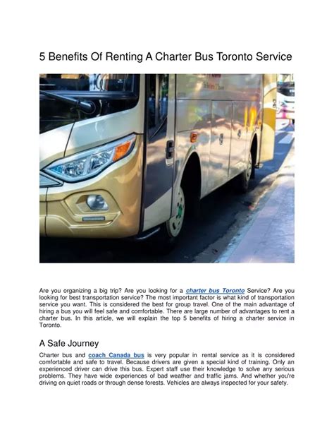 Ppt 5 Benefits Of Renting A Charter Bus Toronto Service Powerpoint