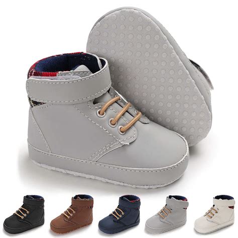 Infant Baby Boy Shoes Newborn High Top Toddler Sneakers Pu Leather Soft