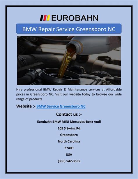 Bmw Repair Service Greensboro Nc By Eurobahn Bmw Mini Mercedes Benz