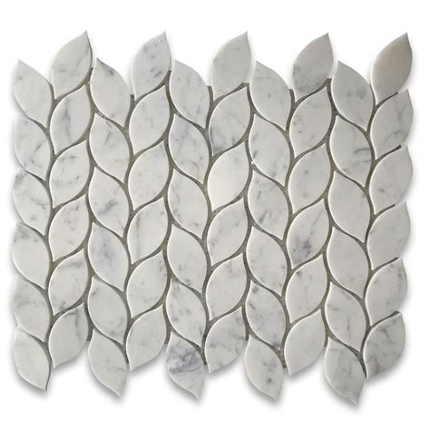 Carrara Marble Mosaic Tile White Carrera Leaf Shape Mini Polished