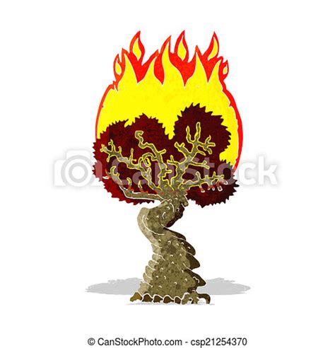 Cartoon burning tree. | CanStock
