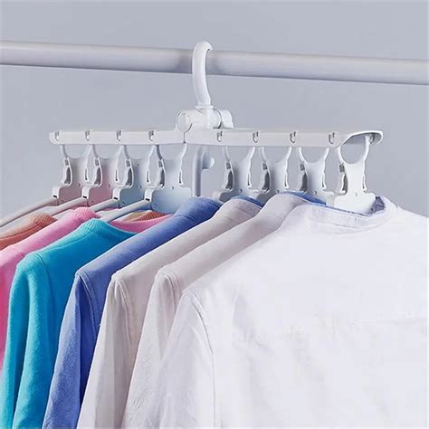 Xc Ushio Retractable Clothes Hanger Folding Plastic Non Slip Storage