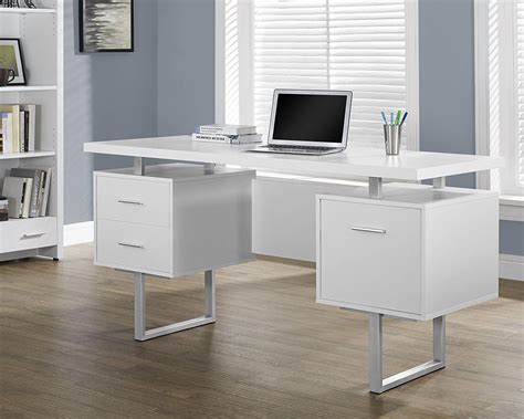 Monarch Specialties White Hollow Coresilver Metal Office