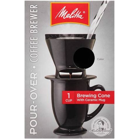 Melitta Pour Over Single Cup Coffee Brewer With Ceramic Mug Black
