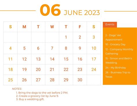 Printable June 2023 Monthly Calendar Template In Psd Illustrator Word