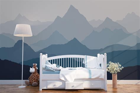 Ombre Mountains Mural Removable Wallpaper Geometry