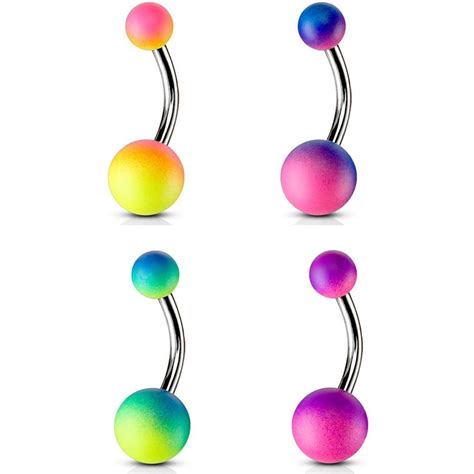 Multi Color Rubber Coated Ball Steel Belly Ring Belly Rings Navel