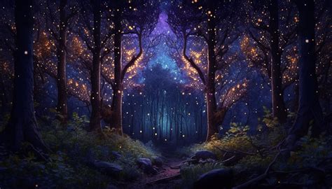 5 Night Forest Wallpaper Images Enchanted Forest Desktop Etsy Uk