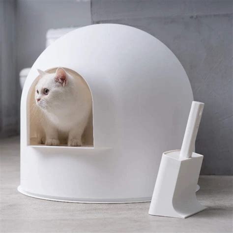 You should see how cute missy looks when she naps on the grind entrance. Pidan Igloo Portable Hooded Cat Toilet Litter Box Scoop ...