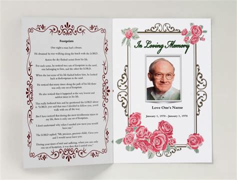Pink Floral Funeral Template Funeral Program Template