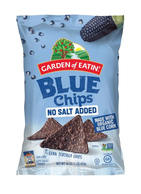 garden of eatin tortilla chips blue corn with no salt added 16 oz