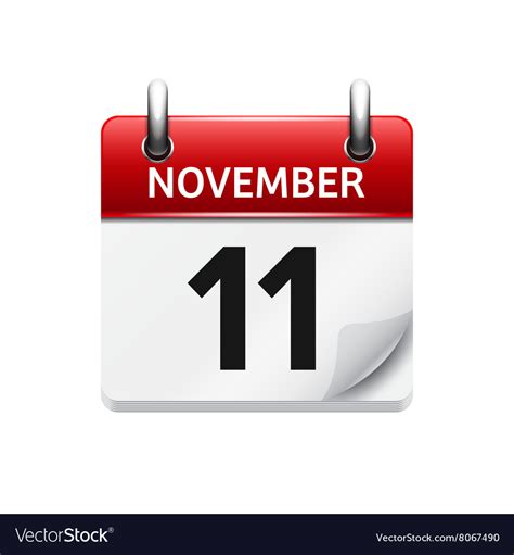November 11 Flat Daily Calendar Icon Royalty Free Vector