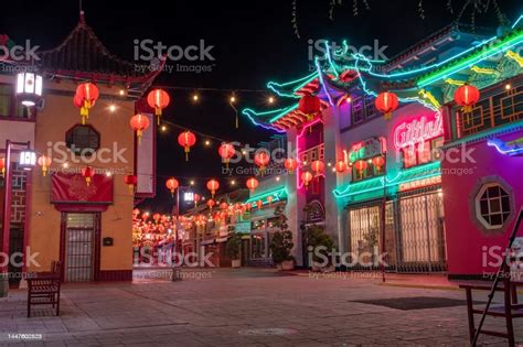 Exterior Of Decorationchinatown Central Plaza Neon Lights Of Building