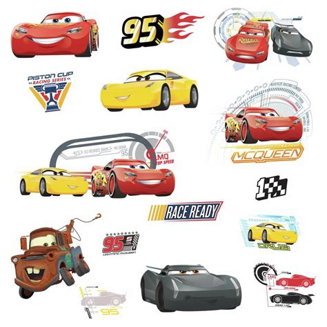 Disney Cars 3 Movie Wall Decals Lightning Mcqueen Mater Cruz Stickers