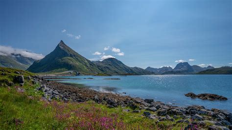 Картинки норвегия горы камни небо лофотенские острова Fjord