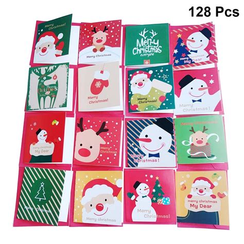 Check spelling or type a new query. 128 pcs Greeting Cards Cute Cartoon Christmas Themed Mini Paper Xmas Blessing Cards Invitation ...