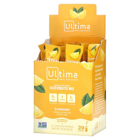 Ultima Replenisher Electrolyte Drink Mix Lemonade 20 Packets 012