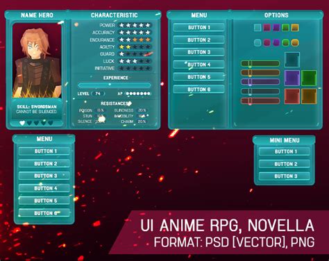 Assets Ui Anime Rpg Novella Kit 2d Art
