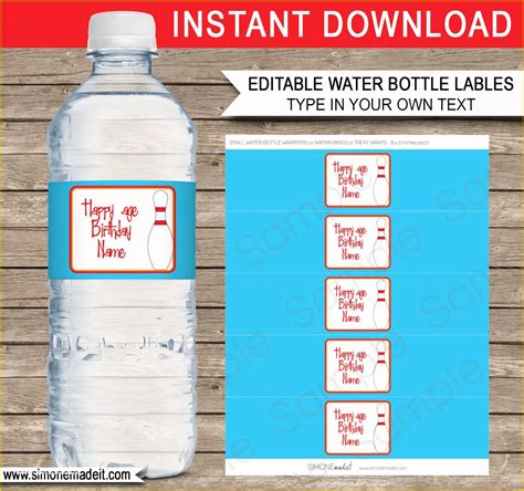 Editable Printable Water Bottle Labels