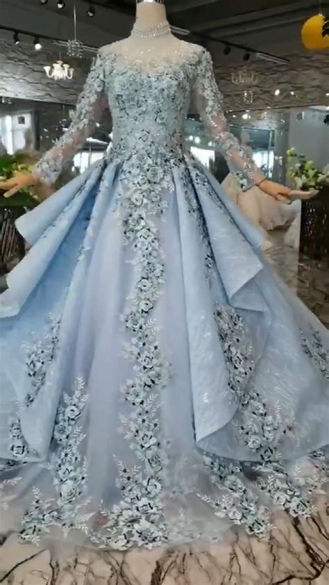 Blue Bridal Slim Simple Luxury Trailing Wedding Dress Video Blue