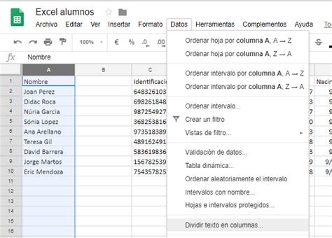 Cómo separar Nombre y Apellido en dos columnas desde Excel o Drive Centro de ayuda