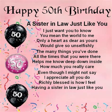 Happy 50th Birthday Sister In Law Birthday Greetings